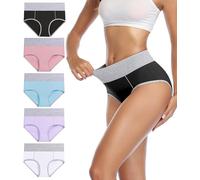wirarpa Bragas Talle Alto Algodón para Mujer Culotte Braguita de Cintura Alta Cómodo 5 Pack, Negro, Rosa, Azul Claro, Morado Claro, Blanco Tamaño S