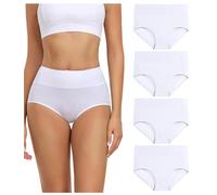 wirarpa Braguitas Culotte Algodón para Mujer Bragas de Cintura Alta Cómodo Blanco Pack de 4 Talla XXL