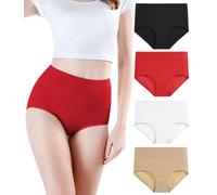 wirarpa Braguitas Culotte Algodón para Mujer Bragas de Cintura Alta Cómodo Faja Reductora Ajustan 4 Pack Talla 3XL