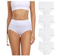 wirarpa Braguitas Culotte Algodón para Mujer Bragas de Cintura Alta Cómodo Faja Reductora Ajustan Blanco Pack de 4 Talla XS