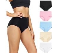 wirarpa Braguitas Culotte Algodón para Mujer Bragas de Cintura Alta Cómodo Faja Reductora Ajustan Pack de 5 Talla XXXXL