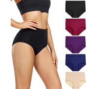 wirarpa Braguitas Culotte Algodón para Mujer Bragas de Cintura Alta Cómodo Faja Reductora Ajustan Pack de 5 Talla L