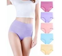 wirarpa Braguitas Culotte Algodón para Mujer Bragas de Cintura Alta Cómodo Faja Reductora Ajustan Pack de 5 Talla XS