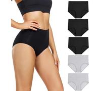 wirarpa Braguitas Culotte Algodón para Mujer Bragas de Cintura Alta Cómodo Faja Reductora Ajustan Pack de 5 Talla XL (48/50)