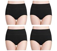 wirarpa Braguitas Culotte Algodón para Mujer Bragas de Cintura Alta Cómodo Faja Reductora Ajustan Pack de 4 Talla S
