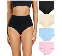 wirarpa Braguitas Culotte Algodón para Mujer Bragas de Cintura Alta Cómodo Multicolor Pack de 4 Talla M