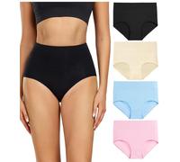 wirarpa Braguitas Culotte Algodón para Mujer Bragas de Cintura Alta Cómodo Multicolor Pack de 4 Talla L