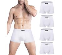 wirarpa Calzoncillos Bóxers Hombre Microfibra Ropa Interior Underwear Trunks Blanco Pack de 4 Tallas S