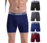 wirarpa Calzoncillos Hombre Boxer Algodon Ropa Interior Cómoda para Hombres Sin Etiquetas Abrir La Mosca Pack de 4 Negro Azul Rojo Gris Talla XL