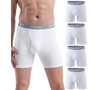 wirarpa Calzoncillos Hombre Boxer Algodon Ropa Interior Cómoda para Hombres Sin Etiquetas con Abertura Pack de 4 Blanco Talla S
