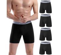 wirarpa Calzoncillos Hombre Boxer Algodon Ropa Interior Cómoda para Hombres Sin Etiquetas con Abertura Pack de 4 Negro Talla 2XL