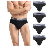 wirarpa Calzoncillos Hombre Slip Modal Ropa Interior Cintura Cómoda Sin Etiquetas Negro Largos 4 Pack