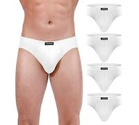 wirarpa Calzoncillos Hombres Slips 100% Algodón Transpirables Cómodos Pack de 4 Blanco Talla L