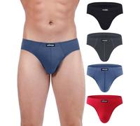 wirarpa Calzoncillos Hombres Slips 100% Algodón Transpirables Cómodos Pack de 4 Talla M