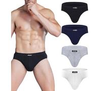 wirarpa Calzoncillos Hombres Slips 100% Algodón Transpirables Cómodos Pack de 4 Talla S