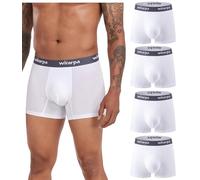 wirarpa Calzoncillos Tipo Bóxer para Hombre de Micromodal Ropa Interior Cómoda Sin Etiquetas Blanco Pack de 4 Talla L