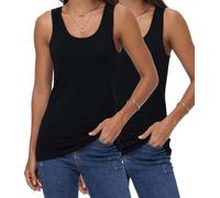 wirarpa Camisetas de Tirantes de Algodón Elástico Camiseta de Verano sin Mangas para Mujer Pack de 2 Negro Talla XL