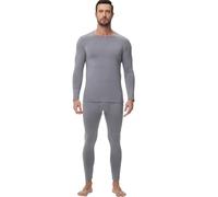 wirarpa Conjunto de Ropa Térmica para Hombre, Capa Base Forrada de Polar, Top de Manga Larga y Pantalón para Calor en Invierno Gris Claro Talla S