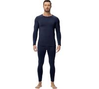 wirarpa Conjunto de Ropa Térmica para Hombre, Capa Base Forrada de Polar, Top de Manga Larga y Pantalón para Calor en Invierno Azul Marino Talla S