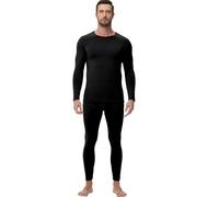 wirarpa Conjunto de Ropa Térmica para Hombre, Capa Base Forrada de Polar, Top de Manga Larga y Pantalón para Calor en Invierno Negro Talla S