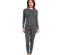 wirarpa Conjunto de Ropa Térmica para Mujer, Capa Base Forrada de Polar, Top de Manga Larga y Pantalón para Señoras para Calor en Invierno Gris Profundo Talla S