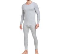wirarpa Conjunto térmico de algodón para Hombre: Capa Base cálida, Parte Superior Ligera de Manga Larga y Pantalones de Pijama Gris Brezo Talla L