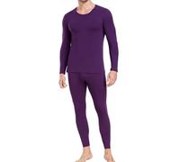 wirarpa Conjunto térmico de algodón para Hombre: Capa Base cálida, Parte Superior Ligera de Manga Larga y Pantalones de Pijama Morado Talla M