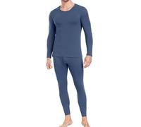 wirarpa Conjunto térmico de algodón para Hombre: Capa Base cálida, Parte Superior Ligera de Manga Larga y Pantalones de Pijama Azul Fjord Costero Talla L