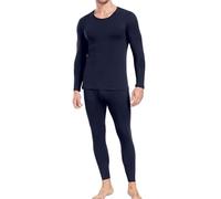 wirarpa Conjunto térmico de algodón para Hombre: Capa Base cálida, Parte Superior Ligera de Manga Larga y Pantalones de Pijama Azul Marino Talla S