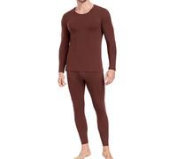 wirarpa Conjunto térmico de algodón para Hombre: Capa Base cálida, Parte Superior Ligera de Manga Larga y Pantalones de Pijama Chocolate Brown Talla S