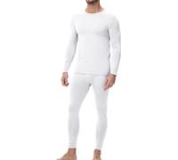 wirarpa Conjunto térmico de algodón para Hombre: Capa Base cálida, Parte Superior Ligera de Manga Larga y Pantalones de Pijama Blanco Talla XL