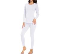 wirarpa Conjunto térmico de algodón para Mujer: Capa Base cálida, Parte Superior Ligera de Manga Larga y Pantalones de Pijama Blanco Talla 2XL