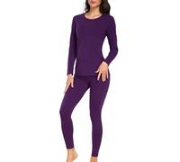 wirarpa Conjunto térmico de algodón para Mujer: Capa Base cálida, Parte Superior Ligera de Manga Larga y Pantalones de Pijama Morado Talla M