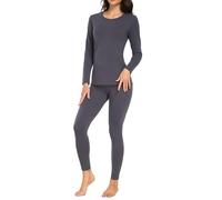 wirarpa Conjunto térmico de algodón para Mujer: Capa Base cálida, Parte Superior Ligera de Manga Larga y Pantalones de Pijama Gris Profundo Talla M