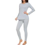 wirarpa Conjunto térmico de algodón para Mujer: Capa Base cálida, Parte Superior Ligera de Manga Larga y Pantalones de Pijama Gris Brezo Talla L