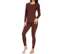 wirarpa Conjunto térmico de algodón para Mujer: Capa Base cálida, Parte Superior Ligera de Manga Larga y Pantalones de Pijama Marrón Chocolate Talla 2XL