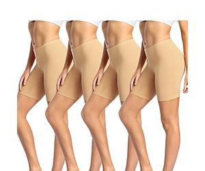 wirarpa Leggings Cortos Boxer Mujer Algodon Shorts Bragas Pantalones Pack de 4 Beige Tamaño 3XL