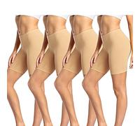 wirarpa Leggings Cortos Boxer Mujer Algodon Shorts Bragas Pantalones Pack de 4 Beige Tamaño XXL