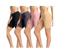 wirarpa Leggings Cortos Boxer Mujer Algodon Shorts Bragas Pantalones Pack de 4 Negro, Gris Oscuro, Rosa Beige Tamaño 3XL