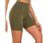 wirarpa Pantalones Cortos Deportivos para Mujer Pantalones Cortos de Yoga de Cintura Alta Mallas Cortas de Mujer para Yoga Correr Fitness Ciclista Gym Running Verde Oliva Talla Grande