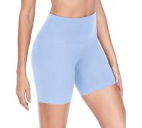 wirarpa Pantalones Cortos Deportivos para Mujer Pantalones Cortos de Yoga de Cintura Alta Mallas Cortas de Mujer para Yoga Correr Fitness Ciclista Gym Running Azul Claro Talla Grande