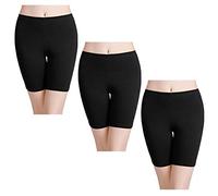 wirarpa Shorts Leggings Pantalon Cortos Algodon Mujer 3 Pack Cintura Alta Bragas Seguridad Boxer Mujer Tallas Grandes Negro L