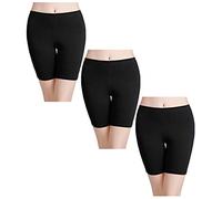 wirarpa Shorts Leggings Pantalon Cortos Algodon Mujer 3 Pack Cintura Alta Bragas Seguridad Boxer Mujer Tallas Grandes Negro S