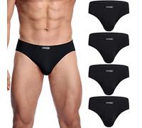 wirarpa Slip Microfibra Hombre Modal Ropa Interior Briefs Calzoncillo para Hombre Pack de 4 Negro Tamaño L