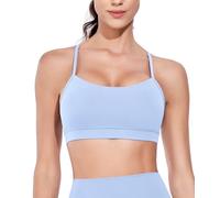 wirarpa Sujetador Deportivo Acolchado para Mujer de bajo Impacto para Yoga Y Gimnasio, con Cómodo Diseño Racer en la Espalda Y Tiras Tipo Espagueti Azul Claro Talla Extra Grande