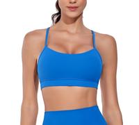 wirarpa Sujetador Deportivo Acolchado para Mujer de bajo Impacto para Yoga Y Gimnasio, con Cómodo Diseño Racer en la Espalda Y Tiras Tipo Espagueti Bight Azul Talla Grande