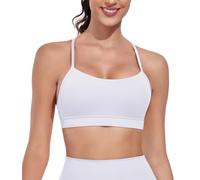 wirarpa Sujetador Deportivo Acolchado para Mujer de bajo Impacto para Yoga Y Gimnasio, con Cómodo Diseño Racer en la Espalda Y Tiras Tipo Espagueti Blanco Talla X-Pequeño