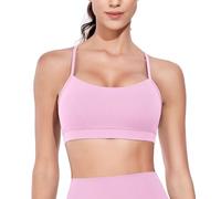 wirarpa Sujetador Deportivo Acolchado para Mujer de bajo Impacto para Yoga Y Gimnasio, con Cómodo Diseño Racer en la Espalda Y Tiras Tipo Espagueti Rosa Talla Extra Grande