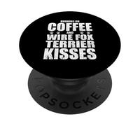 Wire Fox Terrier Perro Retro Diciendo Café Amor Dueño de Perro PopSockets PopGrip Adhesivo