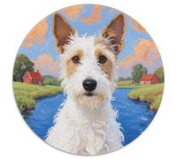 Wire Fox Terrier Puzzle Redondo Familiar Presión Reducida Perro Lindo 1000 Piezas Puzzles Regalos Originales De Navidad Y Cumpleaños1000pcs (67.5x67.5cm)